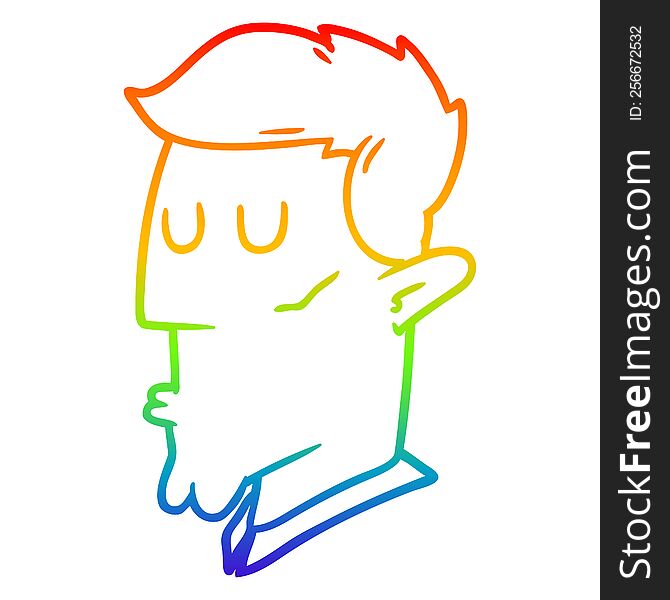 rainbow gradient line drawing of a cartoon serious man