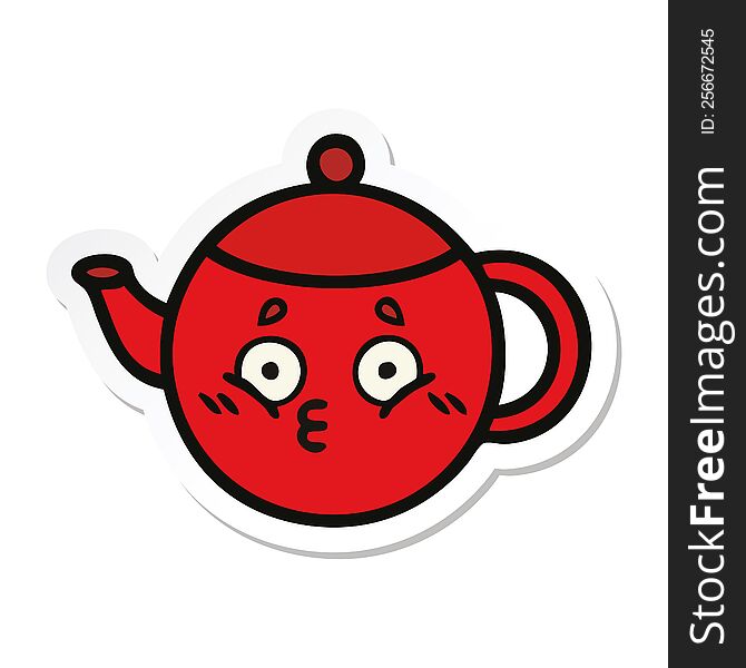 sticker of a cute cartoon teapot