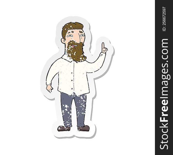 Retro Distressed Sticker Of A Cartoon Bearded Man