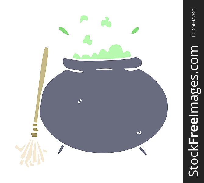 Flat Color Style Cartoon Cauldron