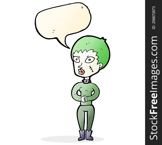 Cartoon Zombie Girl With Speech Bubble
