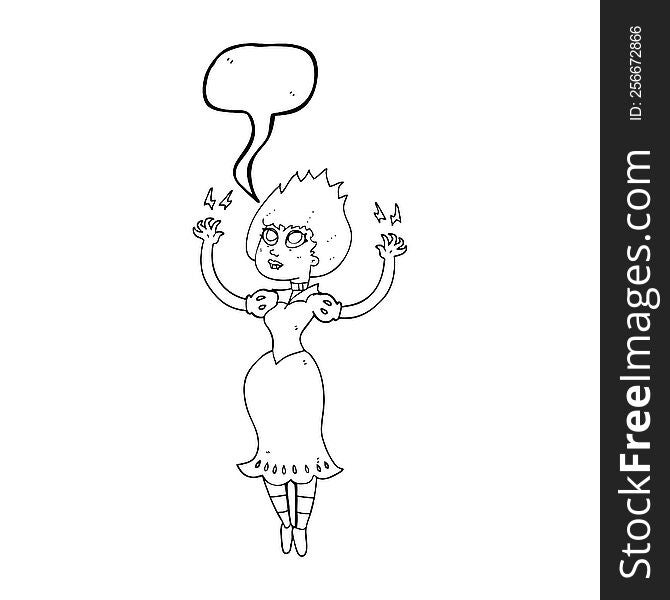 freehand drawn speech bubble cartoon vampire girl