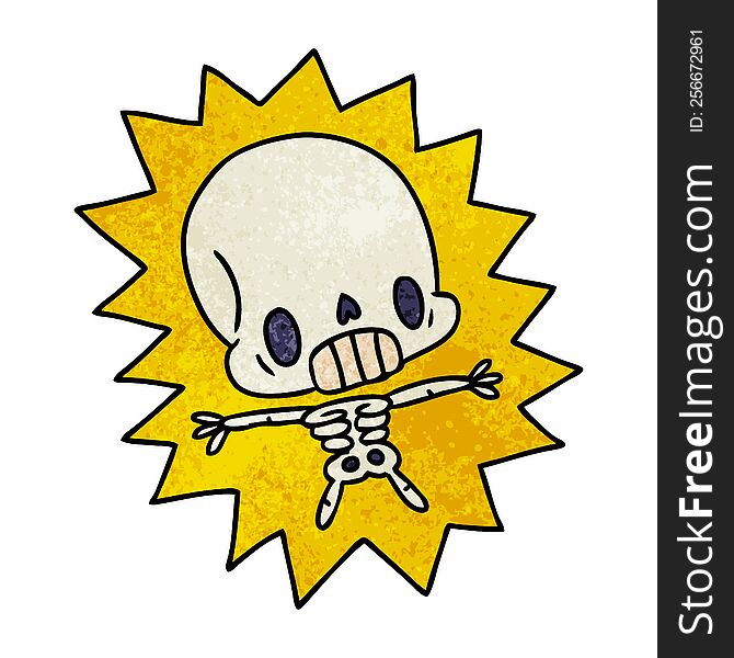 Textured Cartoon Kawaii Electrocuted Skeleton