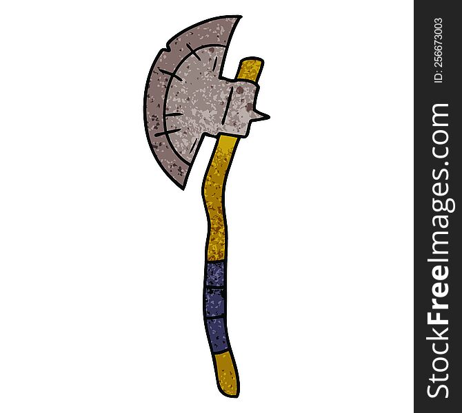 hand drawn textured cartoon doodle of a medievil axe