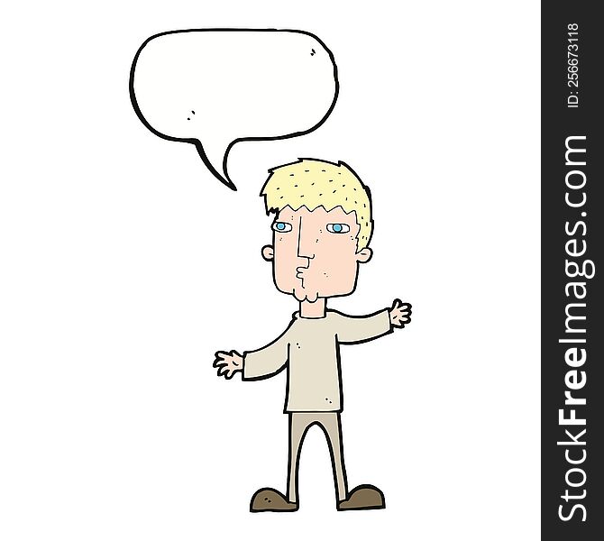 Cartoon Curious Man With Speech Bubble