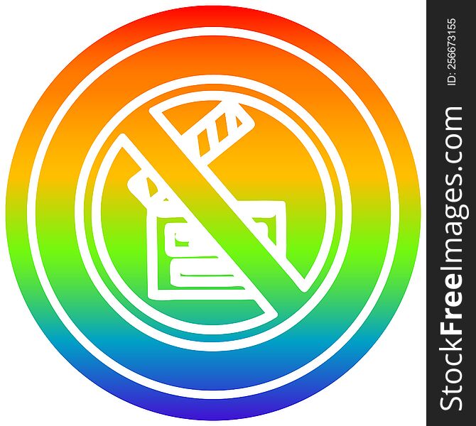 no filming circular icon with rainbow gradient finish. no filming circular icon with rainbow gradient finish