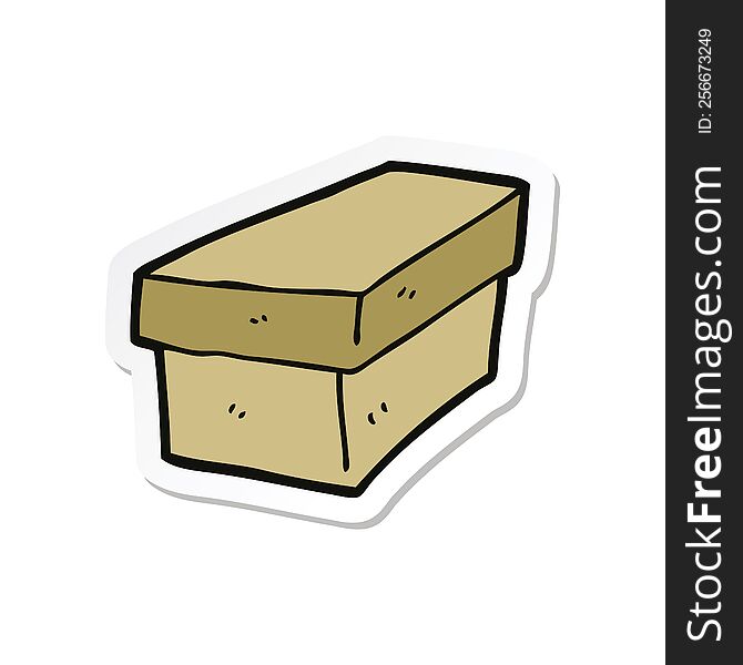 Sticker Of A Cartoon Cardboard Box