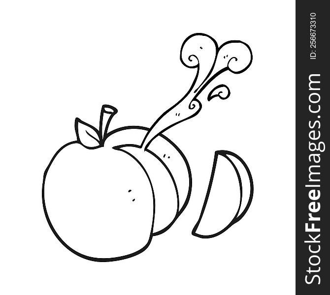 black and white cartoon sliced apple