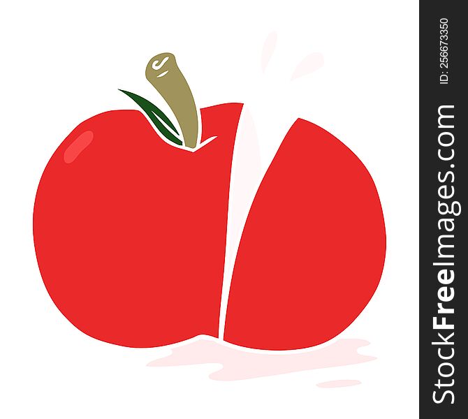 Flat Color Style Cartoon Sliced Apple