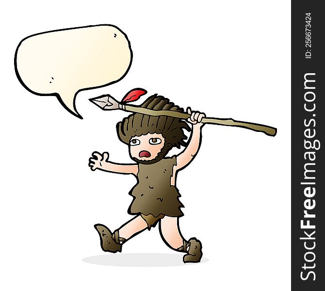 cartoon caveman with speech bubble