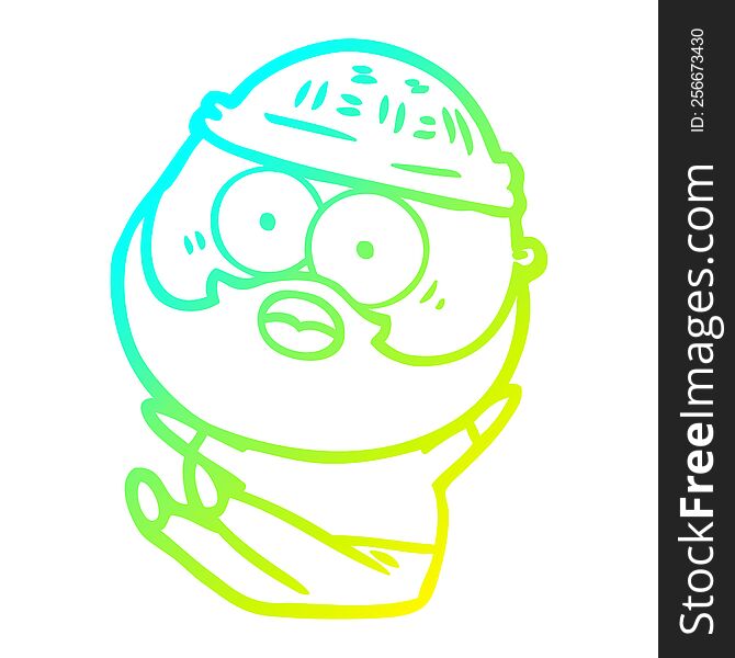 Cold Gradient Line Drawing Cartoon Bearded Man