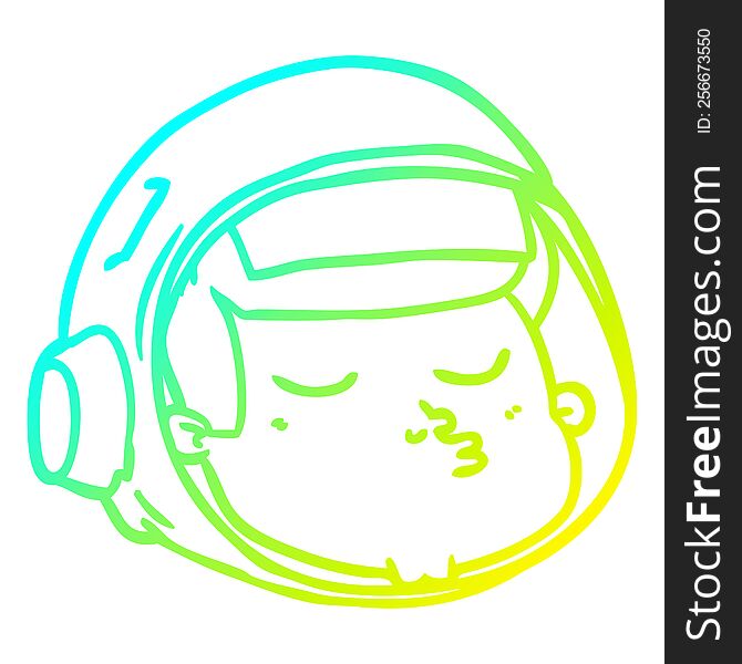 cold gradient line drawing of a cartoon astronaut face