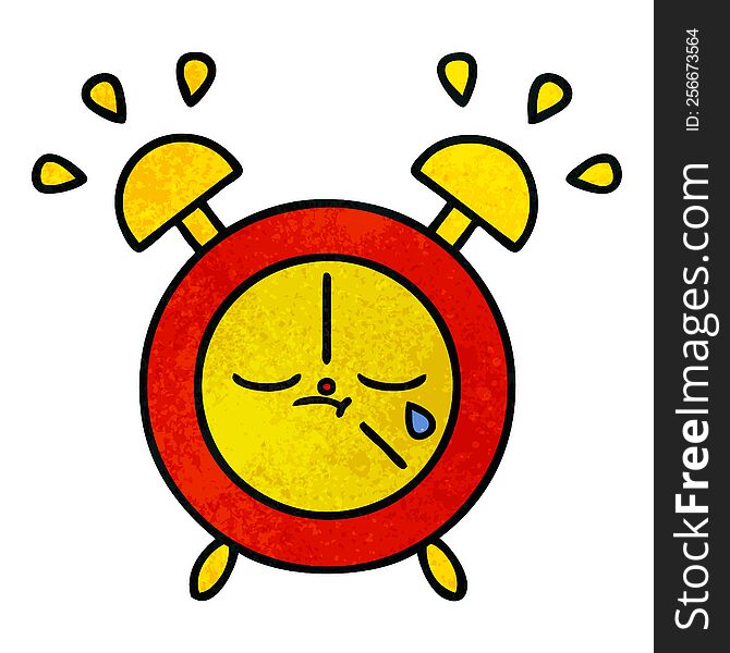 Retro Grunge Texture Cartoon Alarm Clock