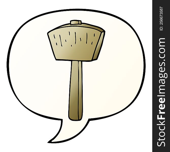 cartoon mallet with speech bubble in smooth gradient style