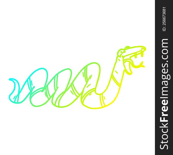 Cold Gradient Line Drawing Cartoon Crawling Snake