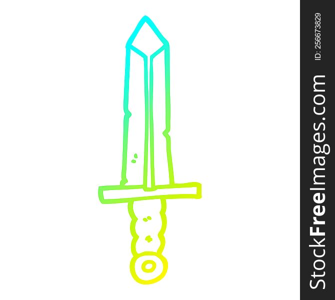 Cold Gradient Line Drawing Cartoon Sword