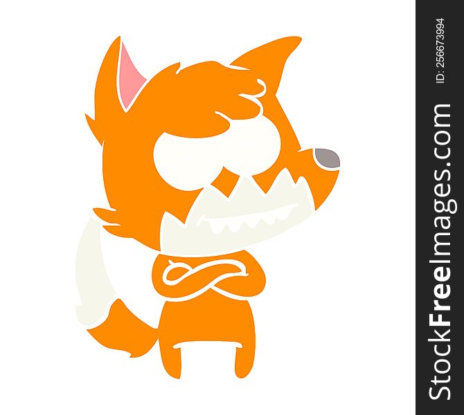 Flat Color Style Cartoon Grinning Fox