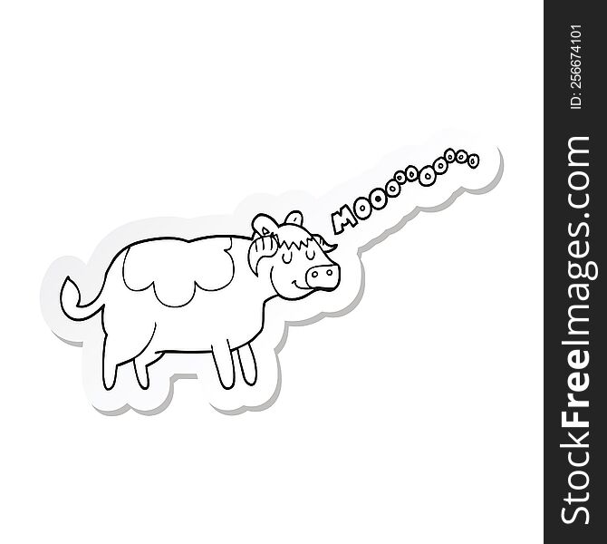 Sticker Of A Cartoon Cow