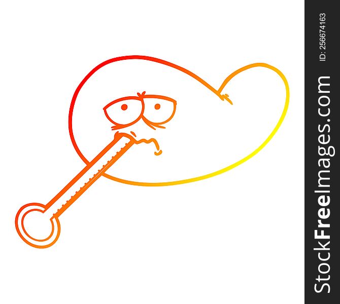 warm gradient line drawing of a cartoon ill gall bladder
