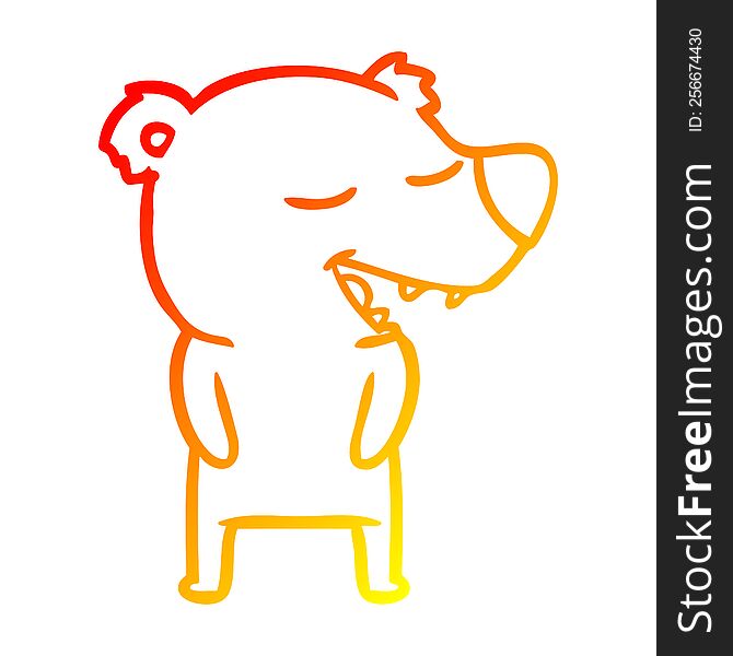 Warm Gradient Line Drawing Cartoon Bear