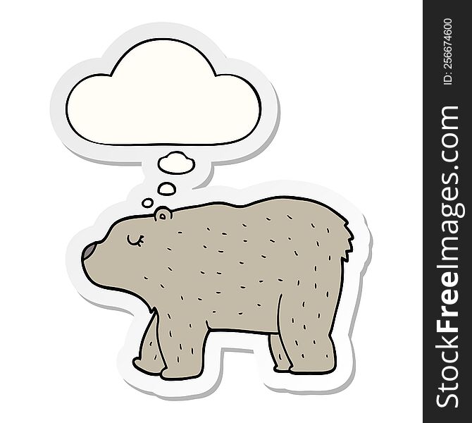 cartoon bear with thought bubble as a printed sticker