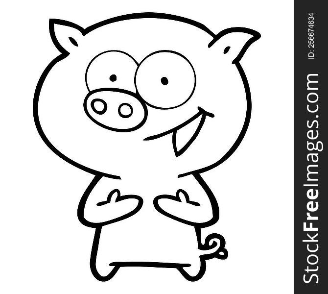 cheerful pig cartoon. cheerful pig cartoon