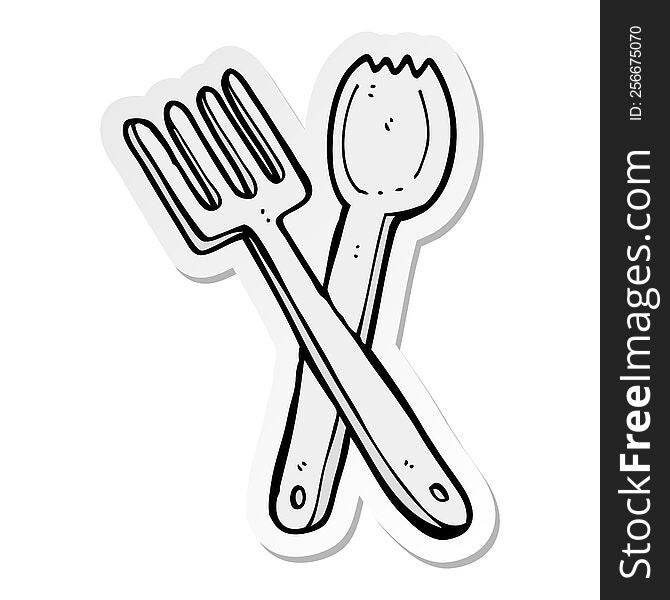 sticker of a cartoon cutlery