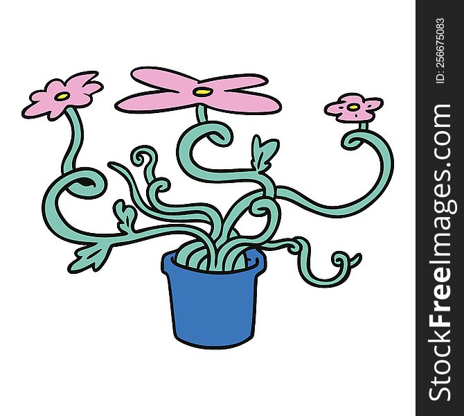 Cartoon Doodle Of A Flower Plant