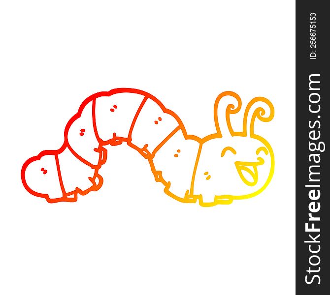 Warm Gradient Line Drawing Cute Cartoon Caterpillar