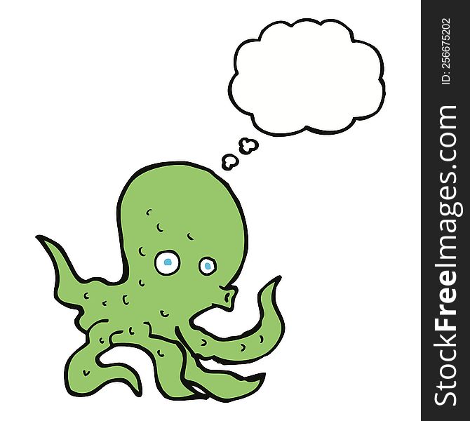 cartoon octopus with thought bubble