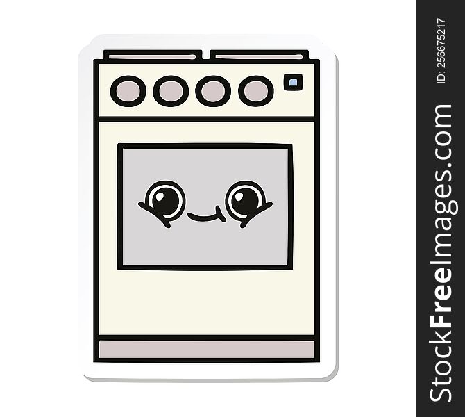sticker of a cute cartoon kitchen oven