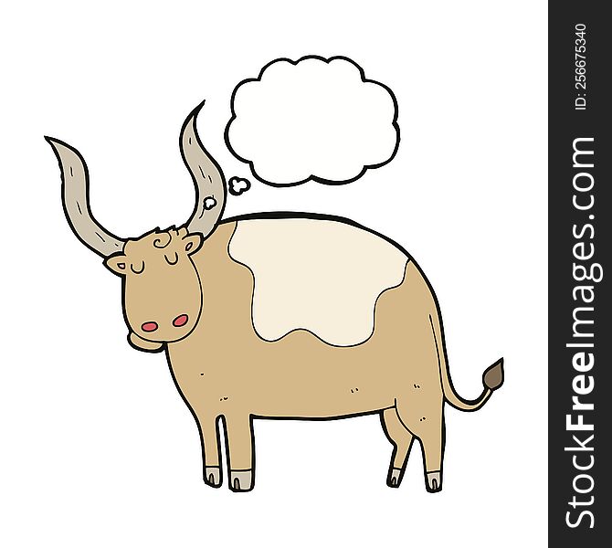 cartoon ox with thought bubble