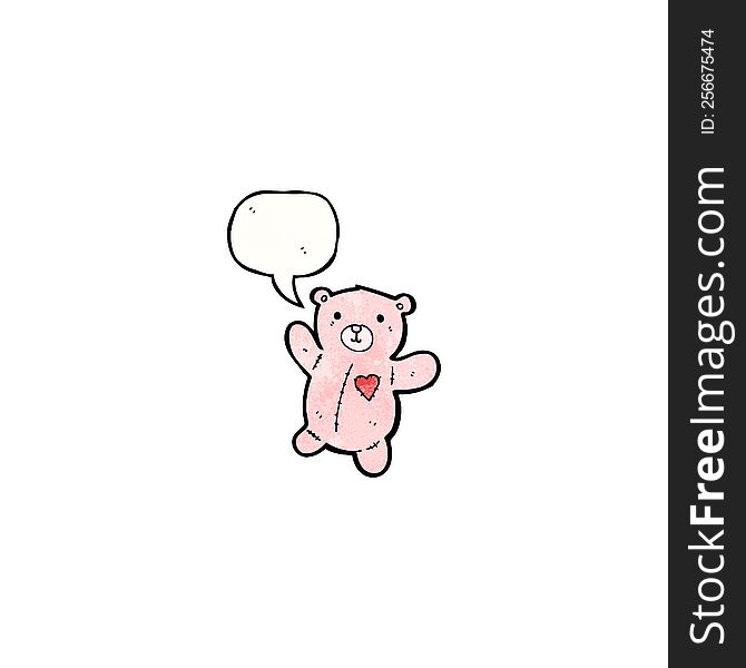 Cartoon Pink Teddy Bear With Speech Bubble
