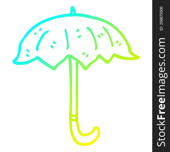 cold gradient line drawing of a cartoon open umbrella