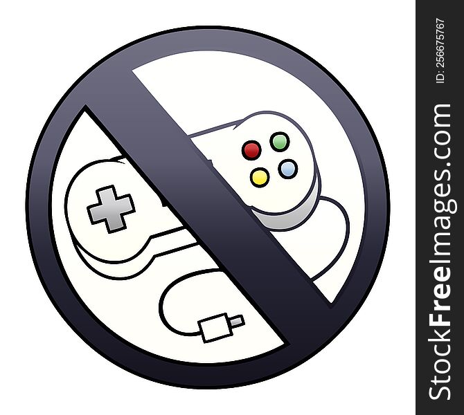 gradient shaded cartoon of a no gaming sign