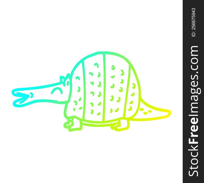 Cold Gradient Line Drawing Cartoon Armadillo