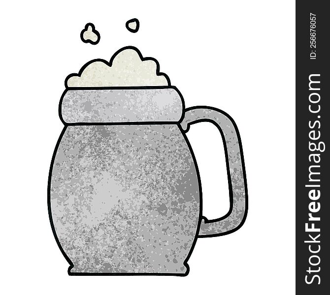 hand drawn quirky cartoon pint of beer. hand drawn quirky cartoon pint of beer