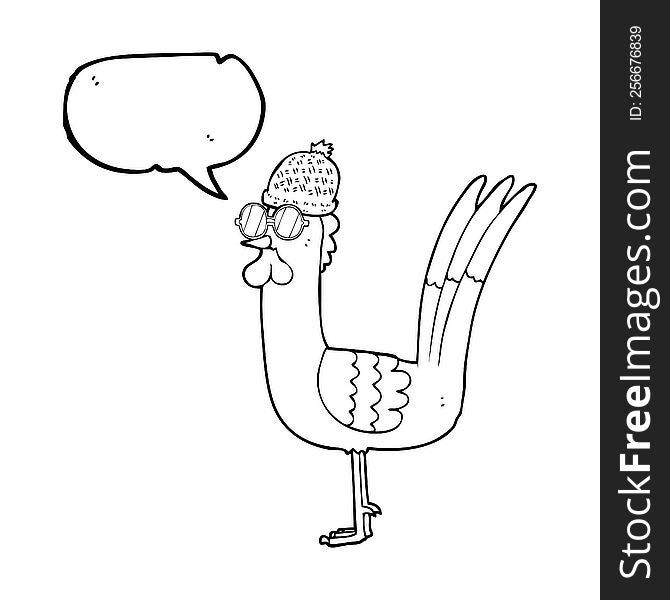 Speech Bubble Cartoon Chicken Wearing Disguise