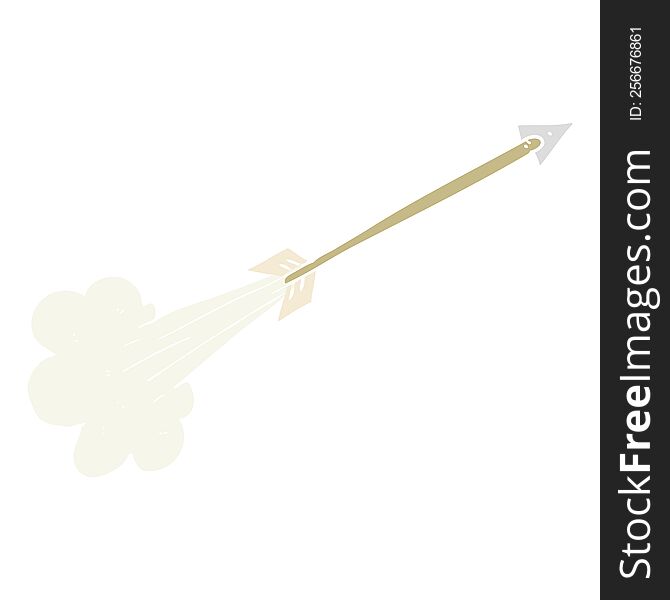 Flat Color Illustration Of A Cartoon Flying Arrow
