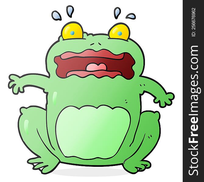 freehand drawn cartoon funny frightened frog
