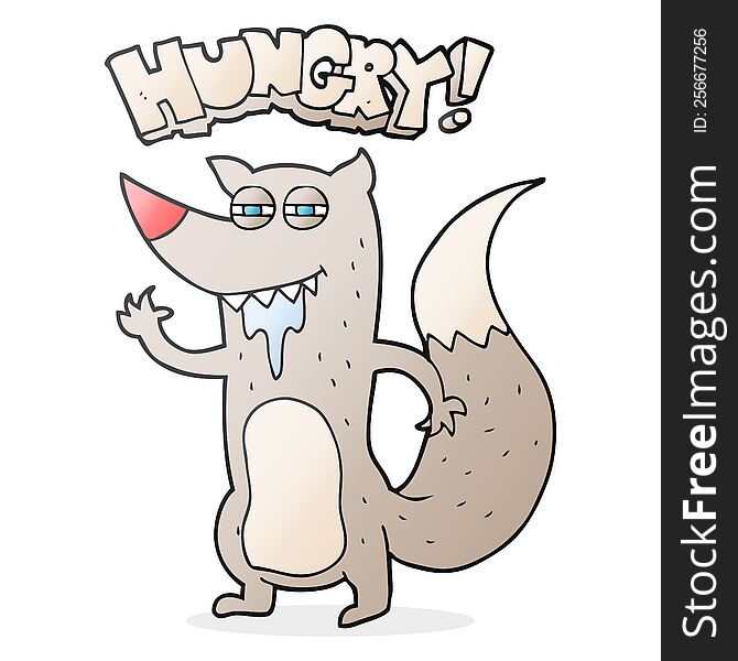 Cartoon Hungry Wolf