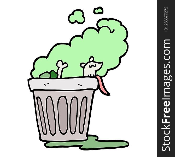 hand drawn doodle style cartoon smelly garbage can
