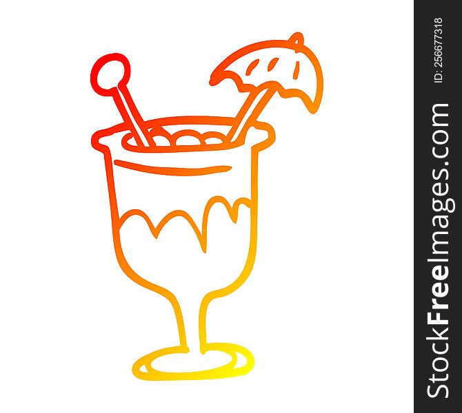 warm gradient line drawing of a cartoon cocktail