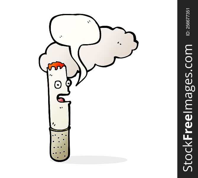 cartoon cigarette with speech bubble