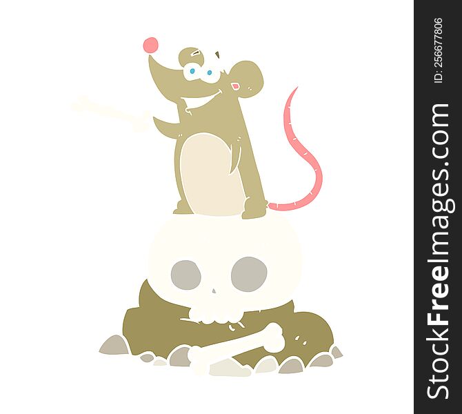 flat color illustration of a cartoon graveyard rat