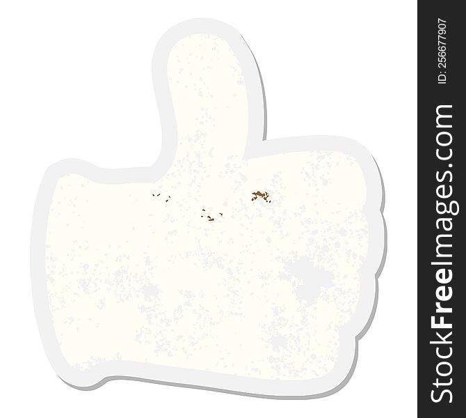 Glove Giving Thumbs Up Symbol Grunge Sticker