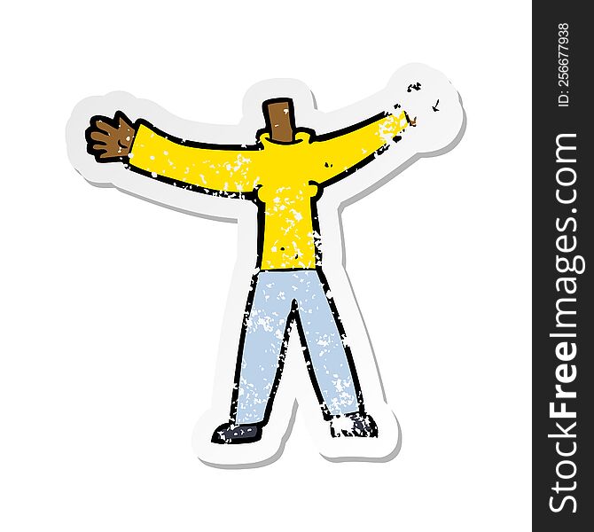 Retro Distressed Sticker Of A Cartoon Headless Body