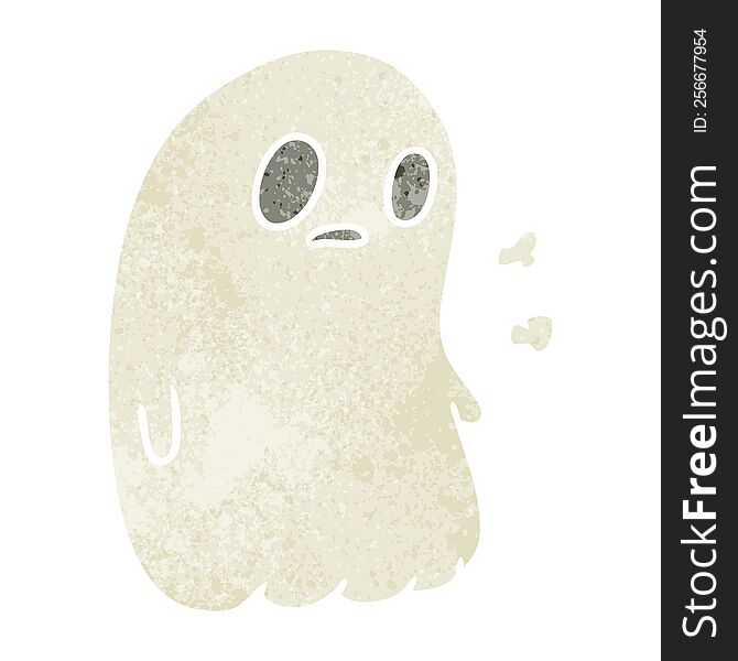 Retro Cartoon Of A Kawaii Cute Ghost