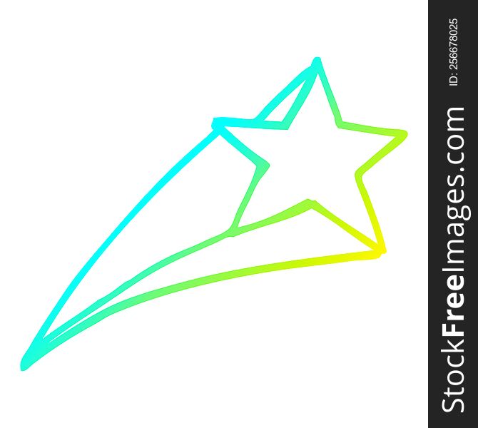 Cold Gradient Line Drawing Cartoon Shooting Star