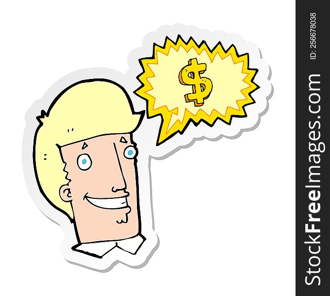 sticker of a cartoon salesman